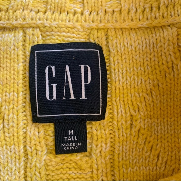 GAP Cable Knit Crew Neck Sweater In Sunshine Yellow Size M Easter Spring Happy - Picture 6 of 8